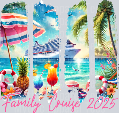Family Cruise 2025 brush stroke DTF Summer Transfers