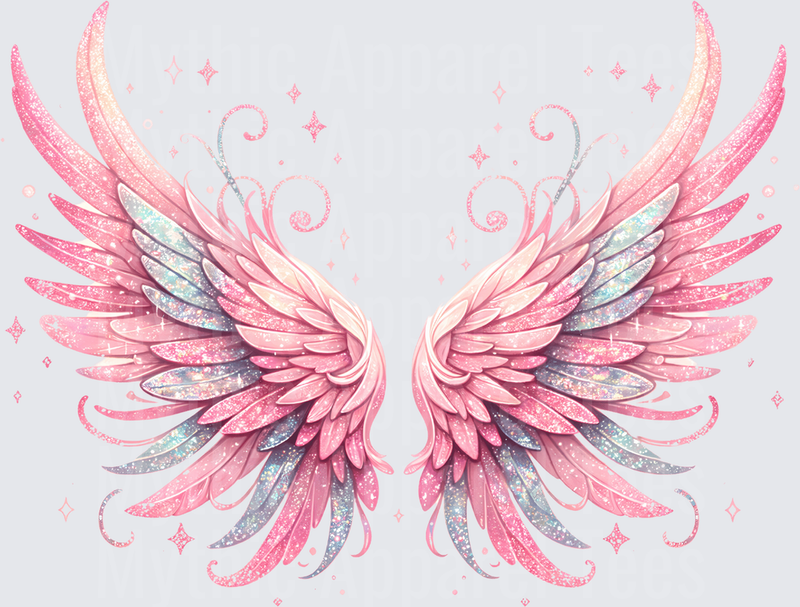 Angel Wings Pink Glitter Sparkle Holographic Feathered
