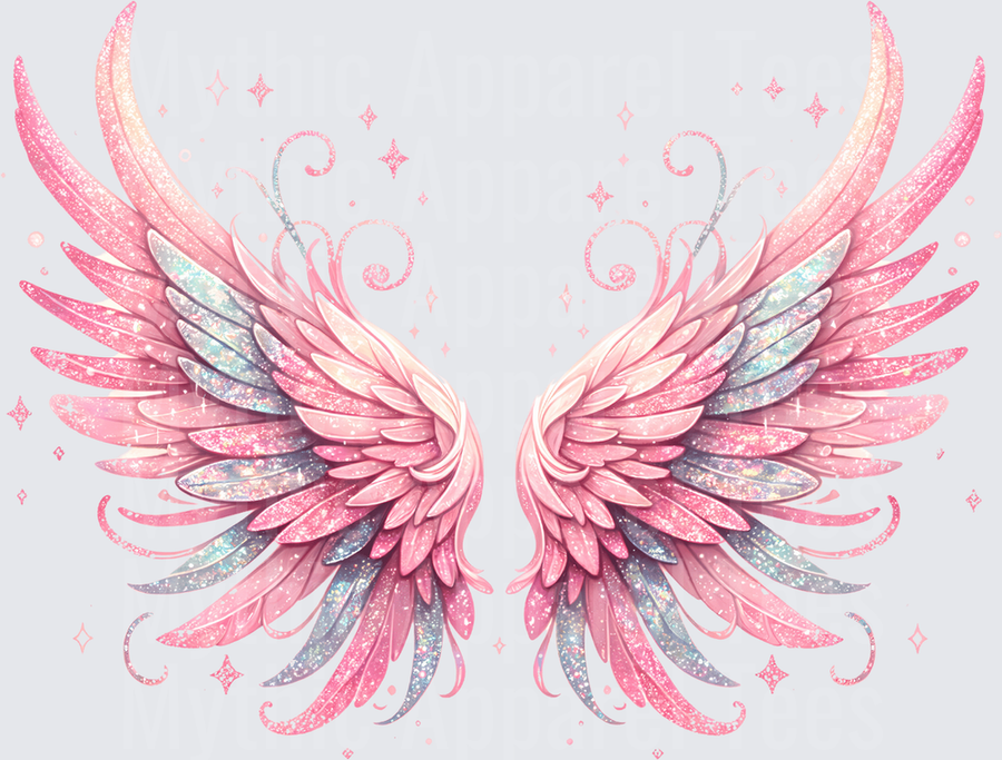 Angel Wings Pink Glitter Sparkle Holographic Feathered