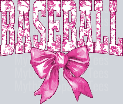 Light Pink Baseball College Font Floral Pattern School Spirit & Sports