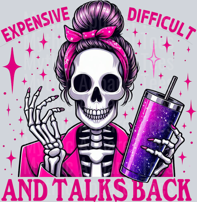 Expensive difficult and talks back purple tumbler DTF Skull Transfers