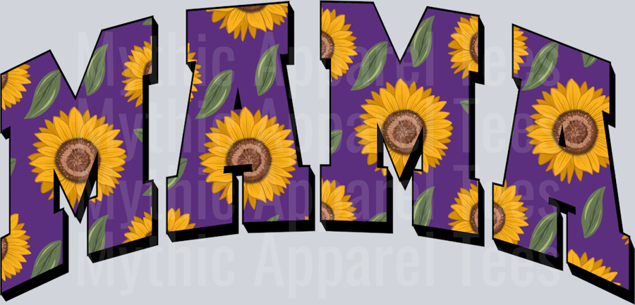 Mama purple yellow flowers DTF MOM Transfers