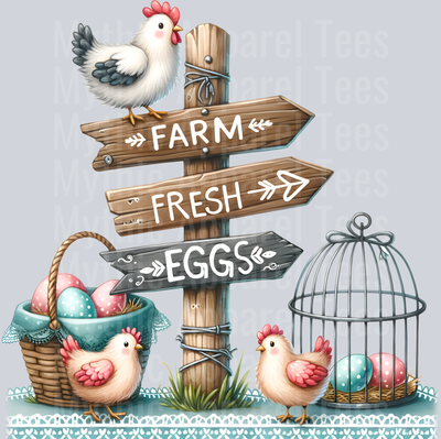 Farm Fresh Eggs funny little chickens DTF Chicken Transfers