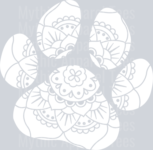 Dog paw mandala white paw print DTF Dog Transfers