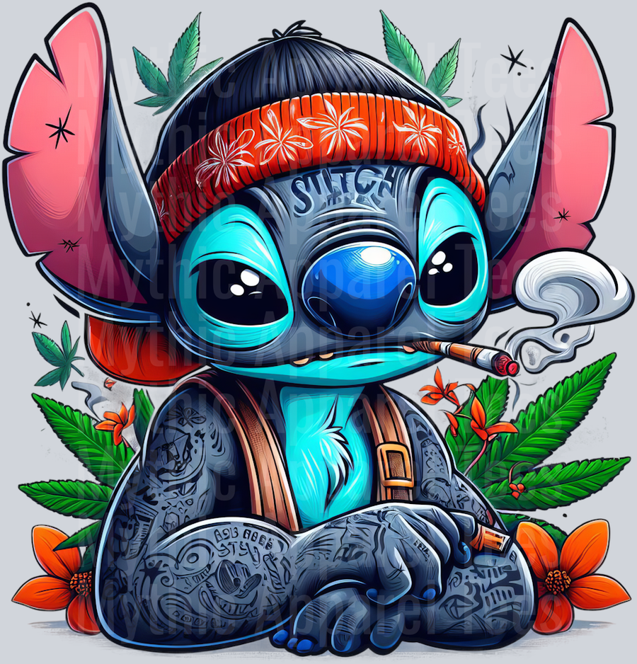 Stitch 6 Smoking Pop Culture DTF Weed Transfers