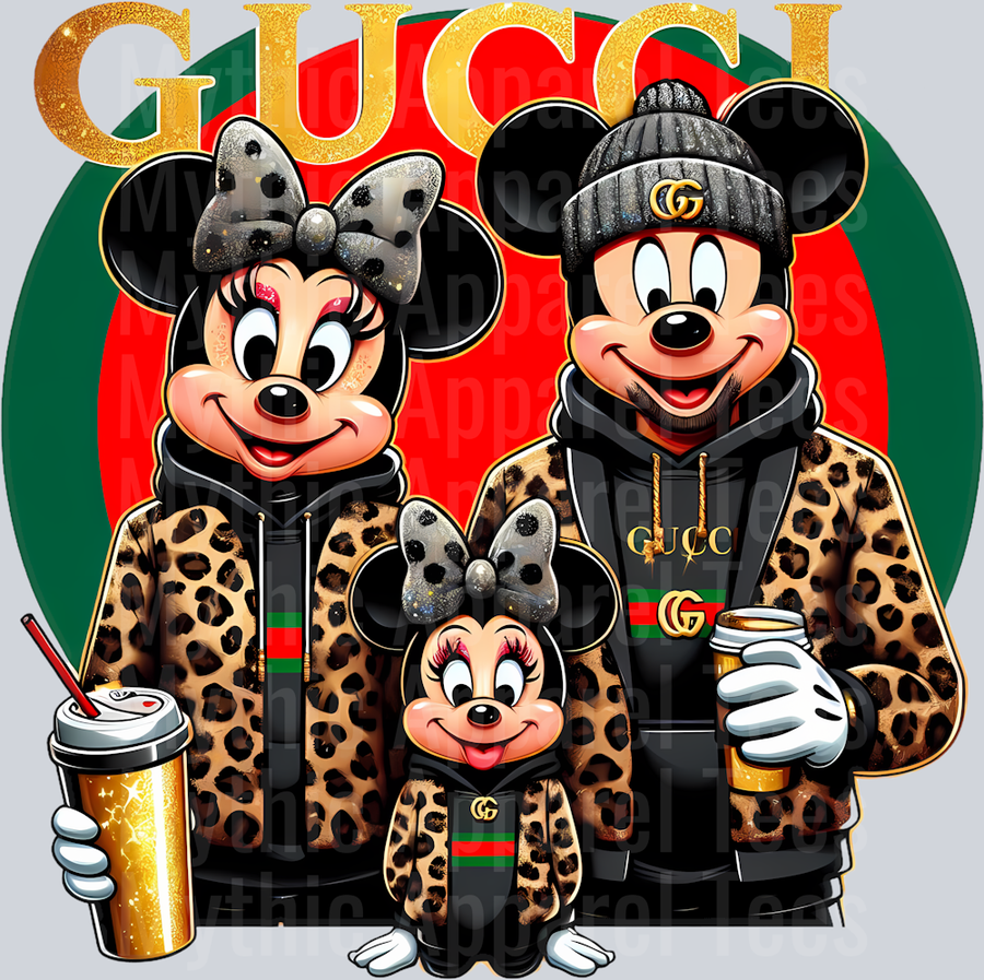 Mickey Minnie Family Leopard Print Disney DTF Gucci Mickey Transfers