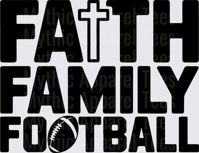 American Football Faith Family Football Cross Typography Design