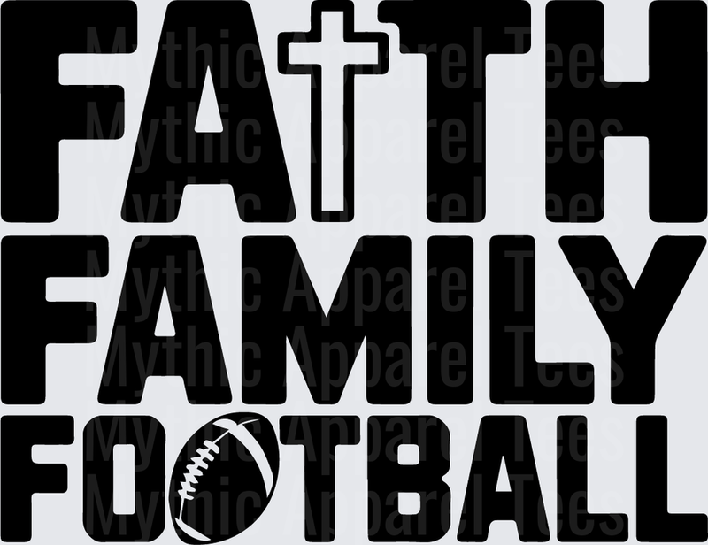 American Football Faith Family Football Cross Typography Design