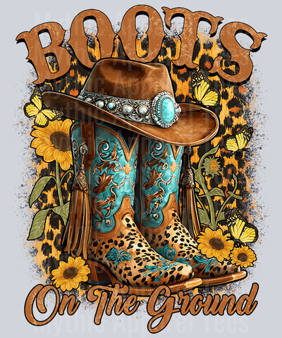 Brown with wildflowers Boots on the Ground DTF Western Girl Transfers
