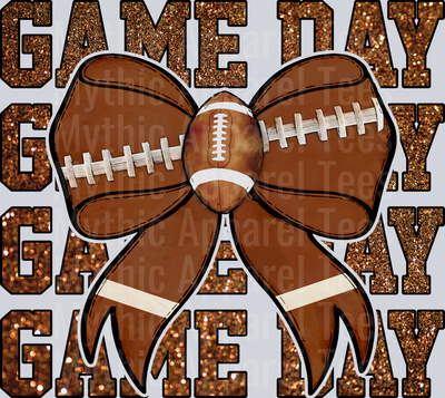 Gameday football ribbon with white stitches cute DTF Sports Transfers