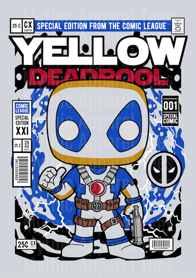 Deadpool Yellow Comic Book Cover STYLE DTF Pop Culture Transfers