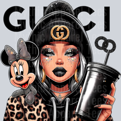 Sassy Disney Girl Leopard Print Disney DTF Gucci Mickey Transfers