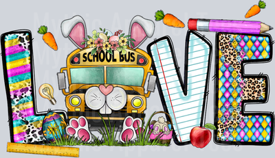 Love Easter School Bus Western Easter