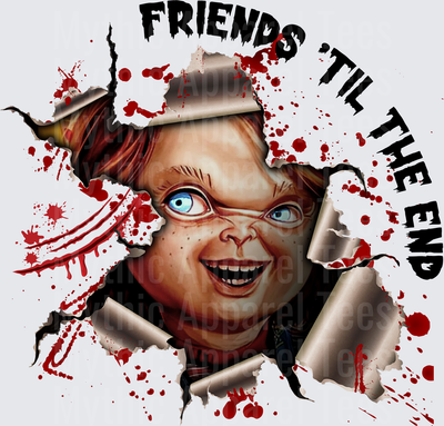 Chucky Friends Til The End Torn Hole Blood Splatter Child's Play Horror