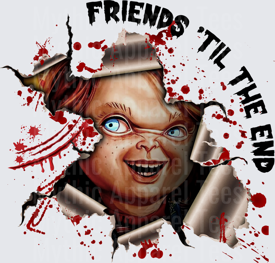 Chucky Friends Til The End Torn Hole Blood Splatter Child's Play Horror