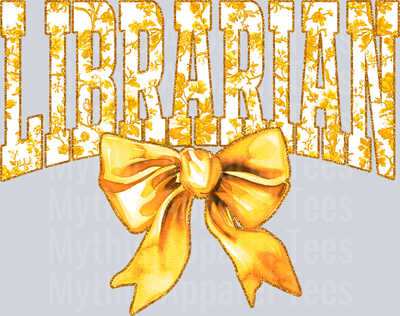 Gold Librarian College Font Floral Teacher Design