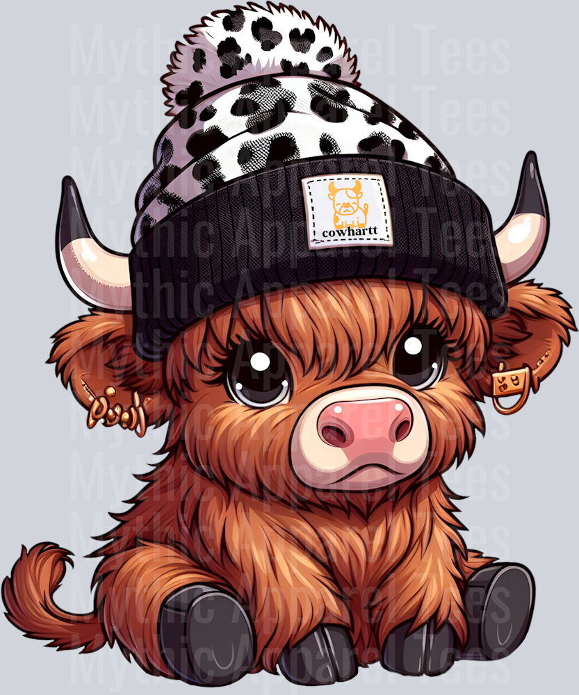 2 Leopard print Cowhartt Highland Cow DTF Carhartt Highland Cow Transfers