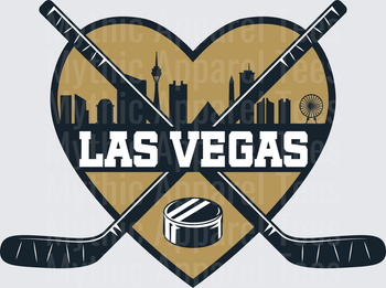 NHL Teams Las Vegas Hockey Heart Skyline Crossed Sticks Puck