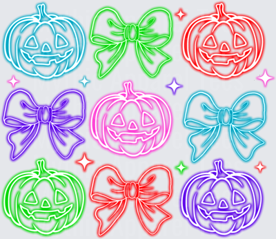 Halloween Neon Glow Jack-O-Lanterns and Bows Bundle