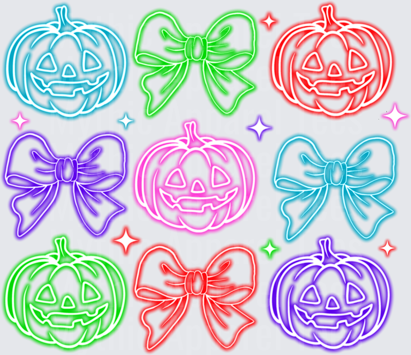 Halloween Neon Glow Jack-O-Lanterns and Bows Bundle