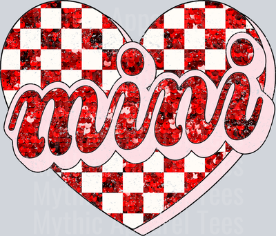 Sequin Mini Red Checkered Heart Combo Valentines Day Design