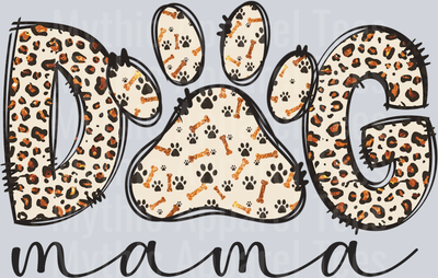 Dog Mama Leopard Pattern DTF Dog Transfers