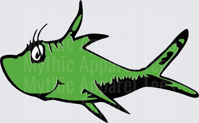 DR Seuss One Fish Two Fish Green Fish Cartoon Illustration