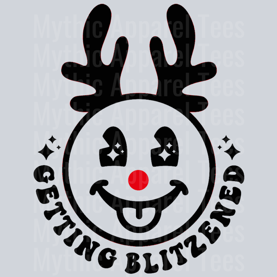 Getting Blitzened Pocket Design Christmas Wavy Retro Funny Designs