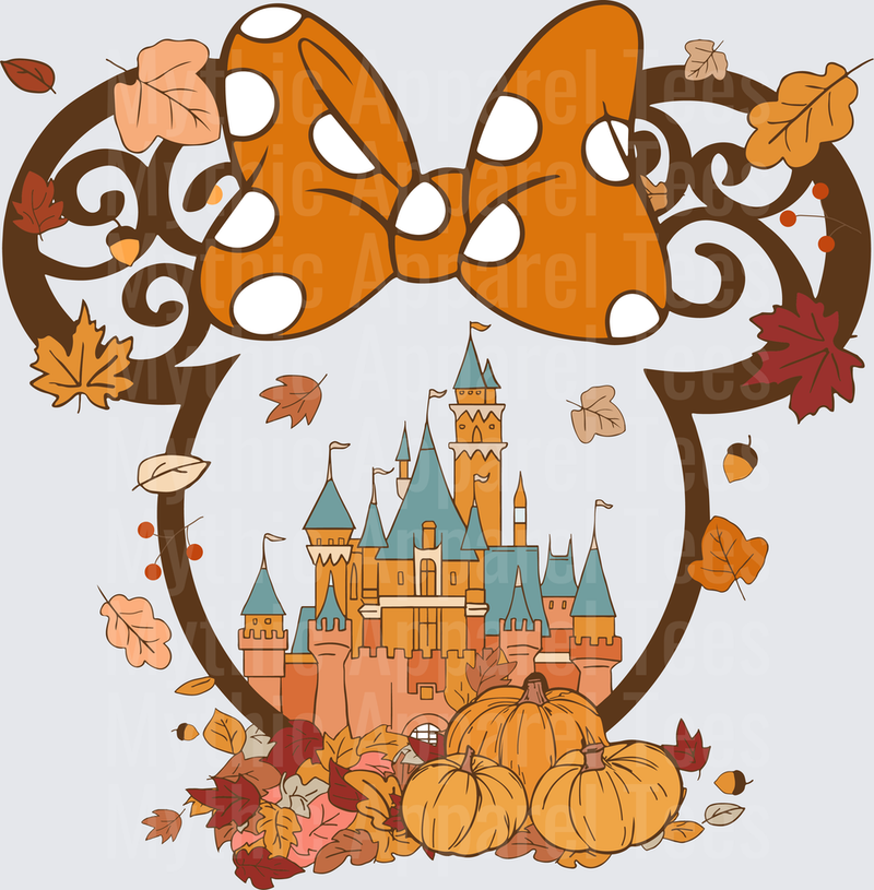 Disney Fall and Thanksgiving Minnie Mouse Ears Castle Pumpkins Autumn Leaves