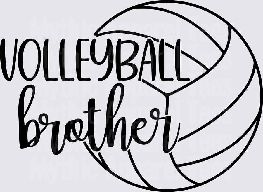 Volleyball Brother Script Text with Ball Outline Design