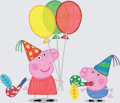 Peppa Pig and George Birthday Party Balloons and Horns