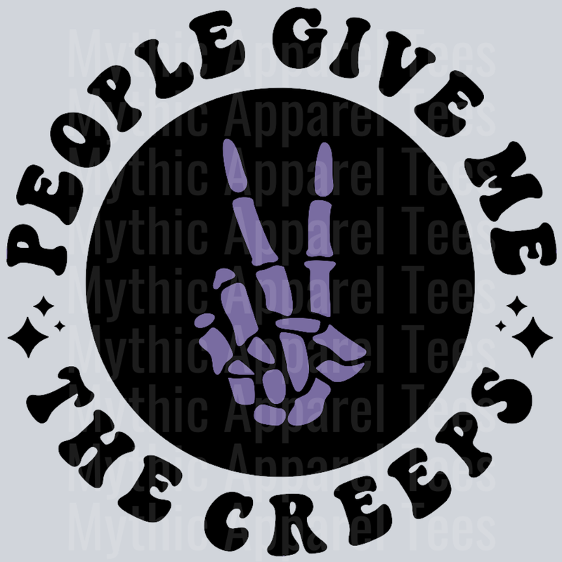 People Give Me The Creeps Pocket Design Wavey Retro Style Funny Shirt Design