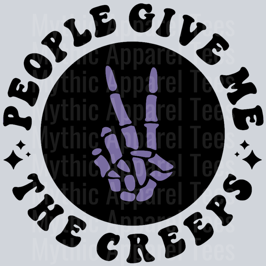 People Give Me The Creeps Pocket Design Wavey Retro Style Funny Shirt Design