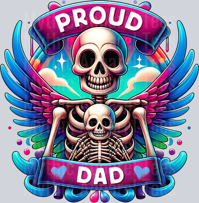 Proud Dad with Wings and Purple Hearts DTF Dad Transfers