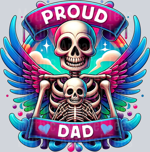 Proud Dad with Wings and Purple Hearts DTF Dad Transfers