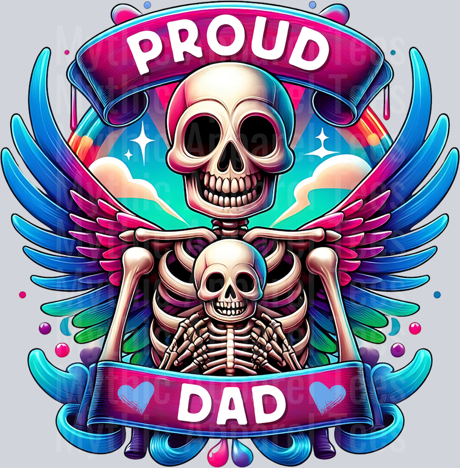 Proud Dad with Wings and Purple Hearts DTF Dad Transfers