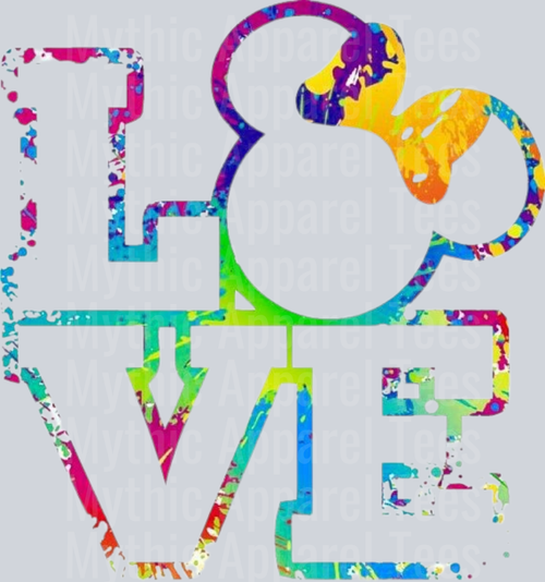 Disney LOVE in rainbow colors DTF Disney Transfers