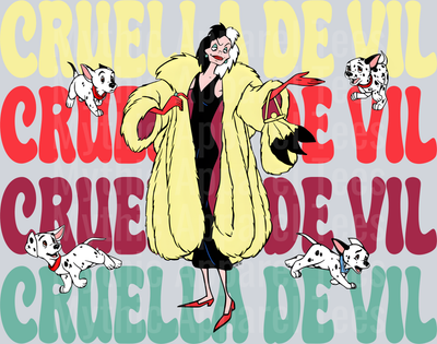 23 Cruella de Vil 101 Dalmatians DTF Disney Transfers