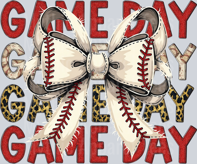 GAME DAY 2 red and tan prints DTF Baseball Transfers
