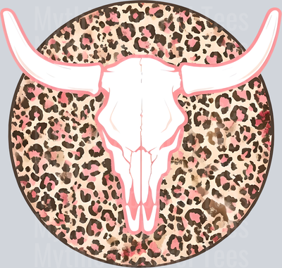 Pink Leopard Print with Bullhorn Cowgirl Western Southern Girl Pink