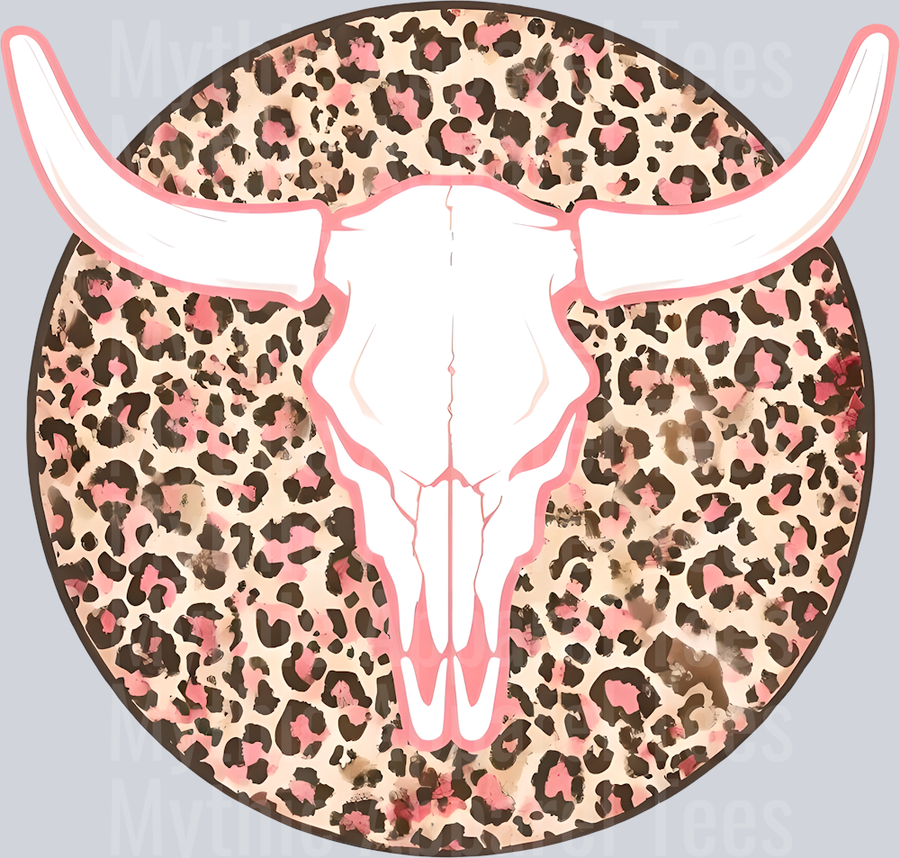 Pink Leopard Print with Bullhorn Cowgirl Western Southern Girl Pink