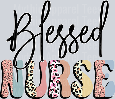 Blessed Nurse 3 pastel letters DTF Nurse Transfers