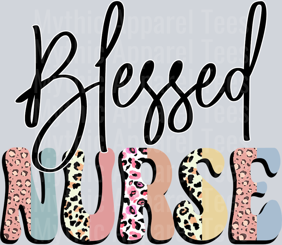 Blessed Nurse 3 pastel letters DTF Nurse Transfers
