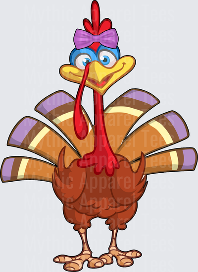 Disney Fall and Thanksgiving Cute Girl Turkey Purple Bow Blue Eyes Cartoon