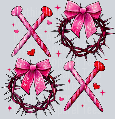 XOXO Thorn Crown Nails Religious Style Combo Valentines Day Design