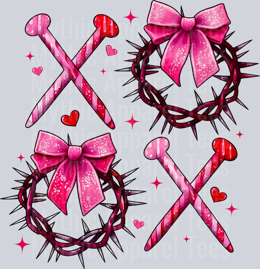 XOXO Thorn Crown Nails Religious Style Combo Valentines Day Design