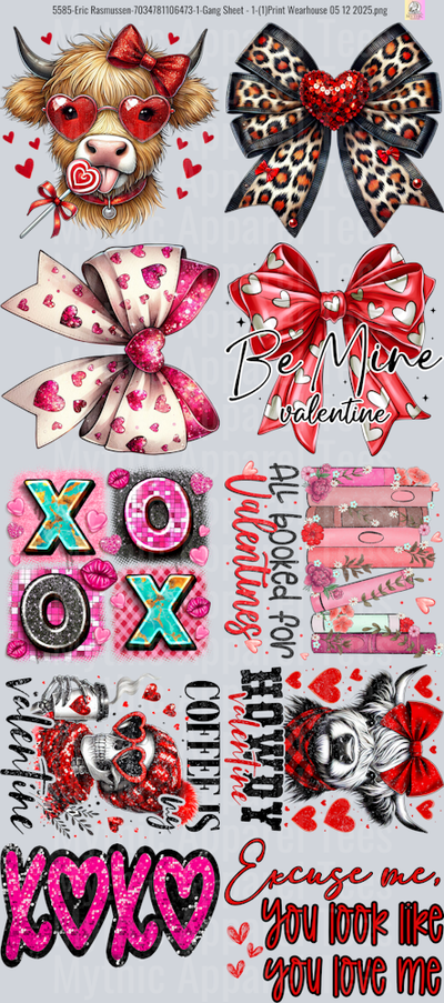 Valentines Day 3 GANG SHEET 10 FULL SIZE IMAGES