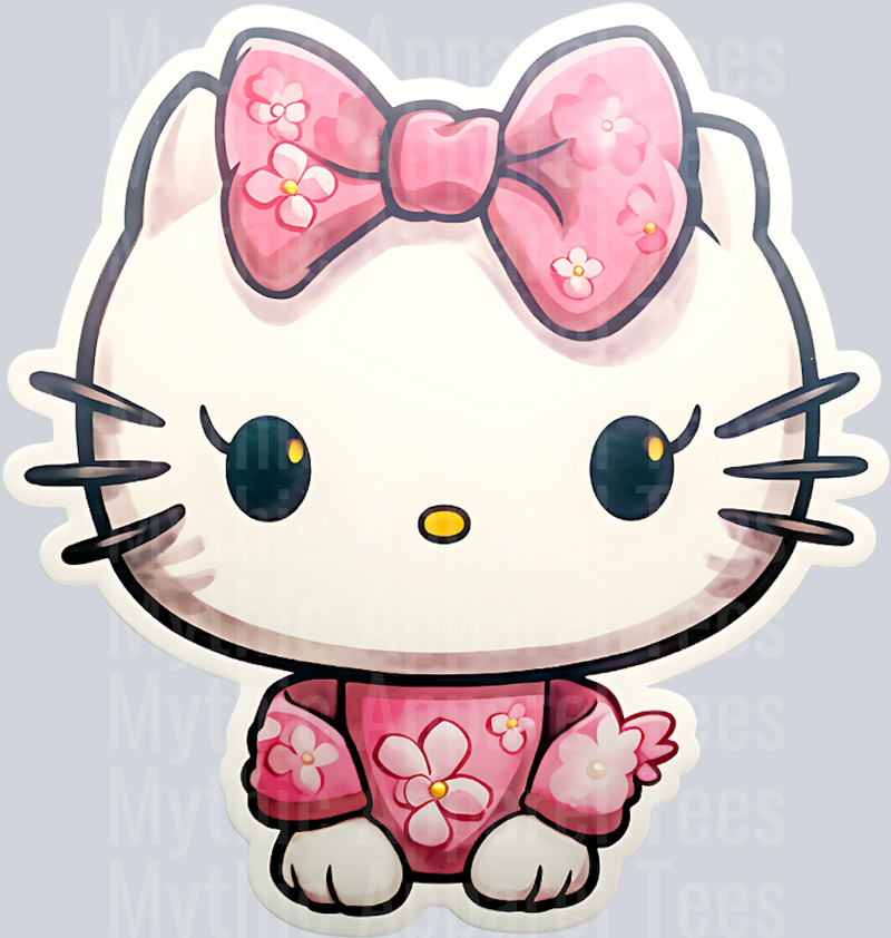 Pink shirt with matching bow HK Hello Kitty Flowers