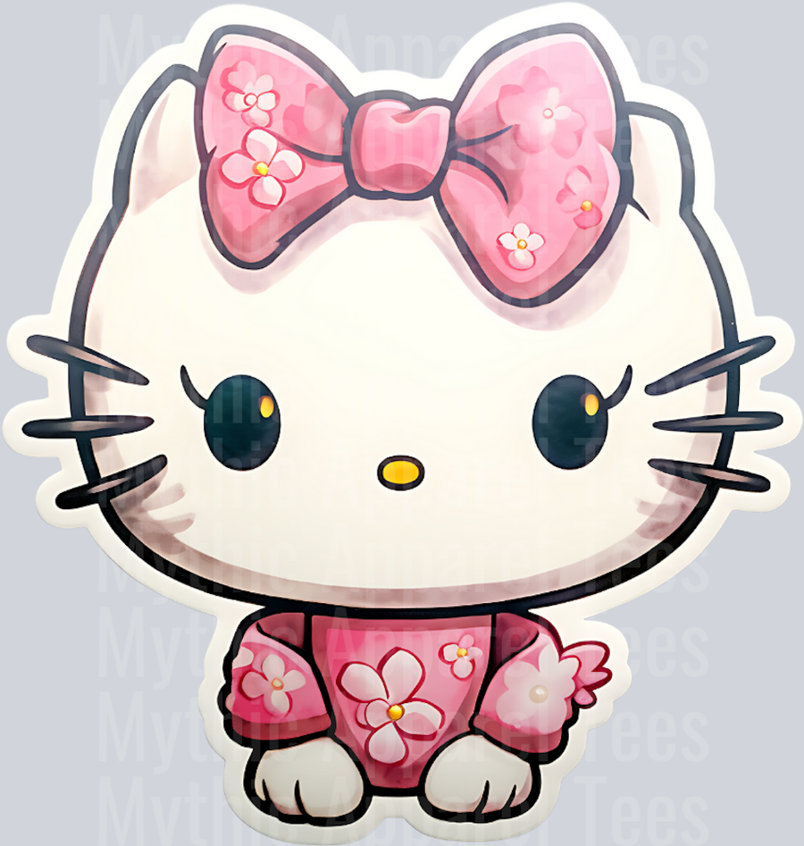 Pink shirt with matching bow HK Hello Kitty Flowers