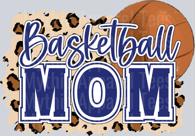 Basketball mom with ball and blue letters cute DTF Sports Transfers